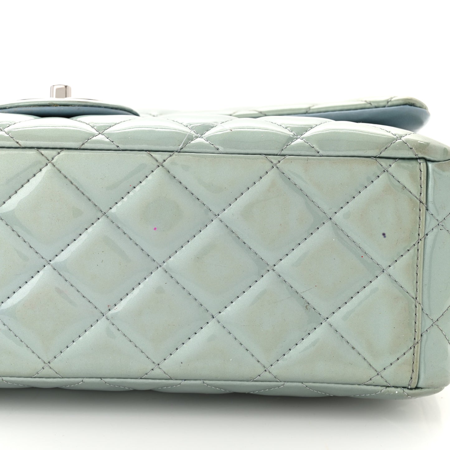 Patent Quilted Maxi Double Flap Light Blue