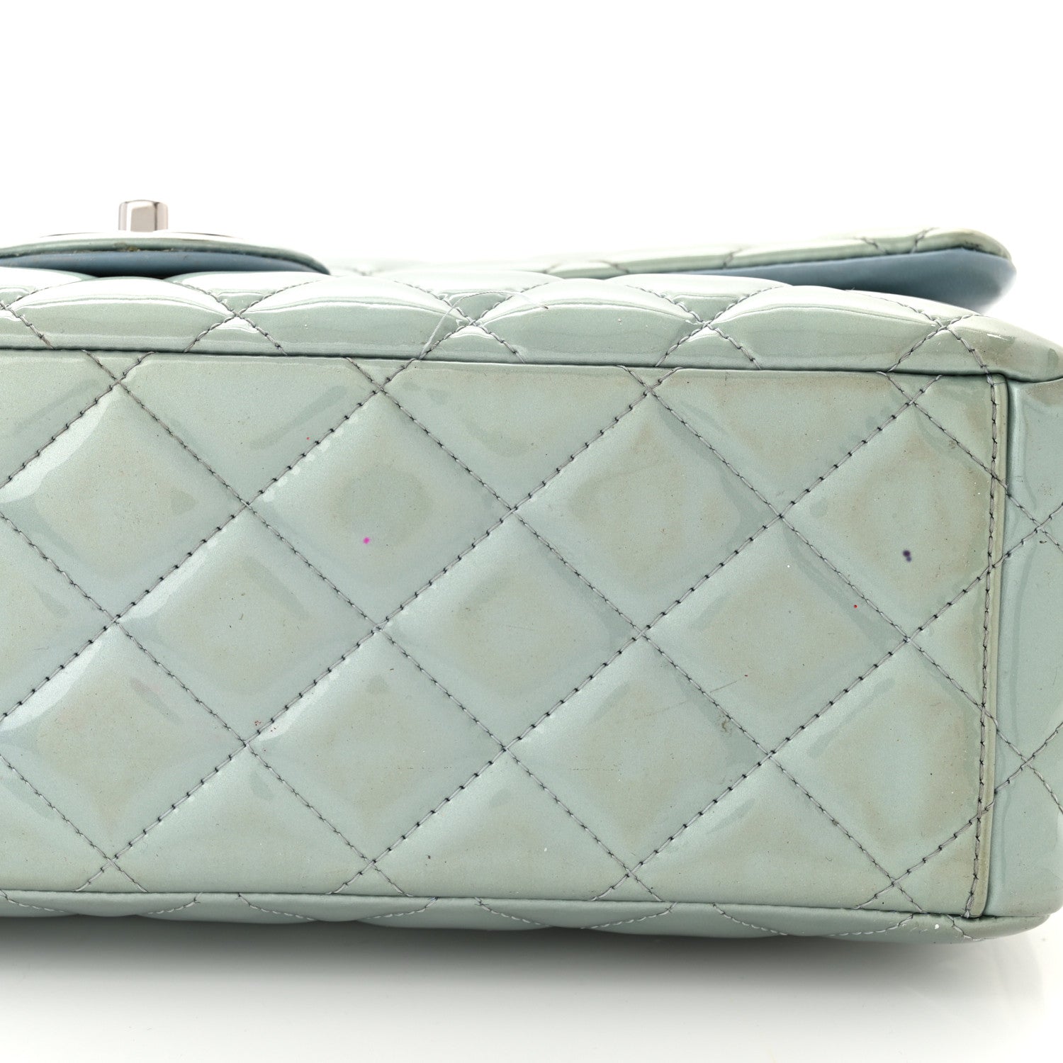 Chanel Patent Quilted Maxi Double Flap Light Blue 14 of 16