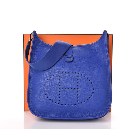 Hermes Taurillon Clemence Evelyne III PM Bleu Electrique 8 of 8