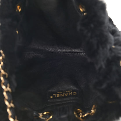 Chanel Rabbit Fur Reversible Drawstring Bag Black 5 of 16