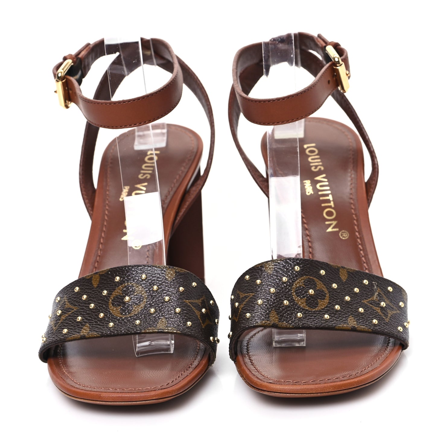 Calfskin Perforated Monogram Silhouette Sandals 39 Gold
