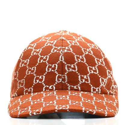 Gucci Canvas Lame GG Monogram Rush Baseball Hat M Burnt Orange Silver 3 of 10