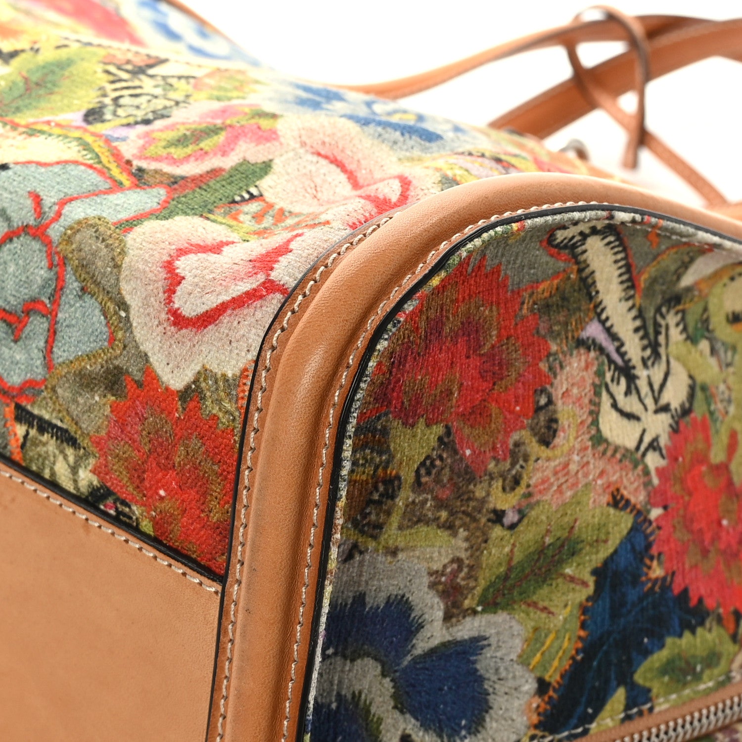 Alexander McQueen Printed Canvas Floral Embroidered Small Skull Padlock Zip Around Tote Multicolor 9 of 11