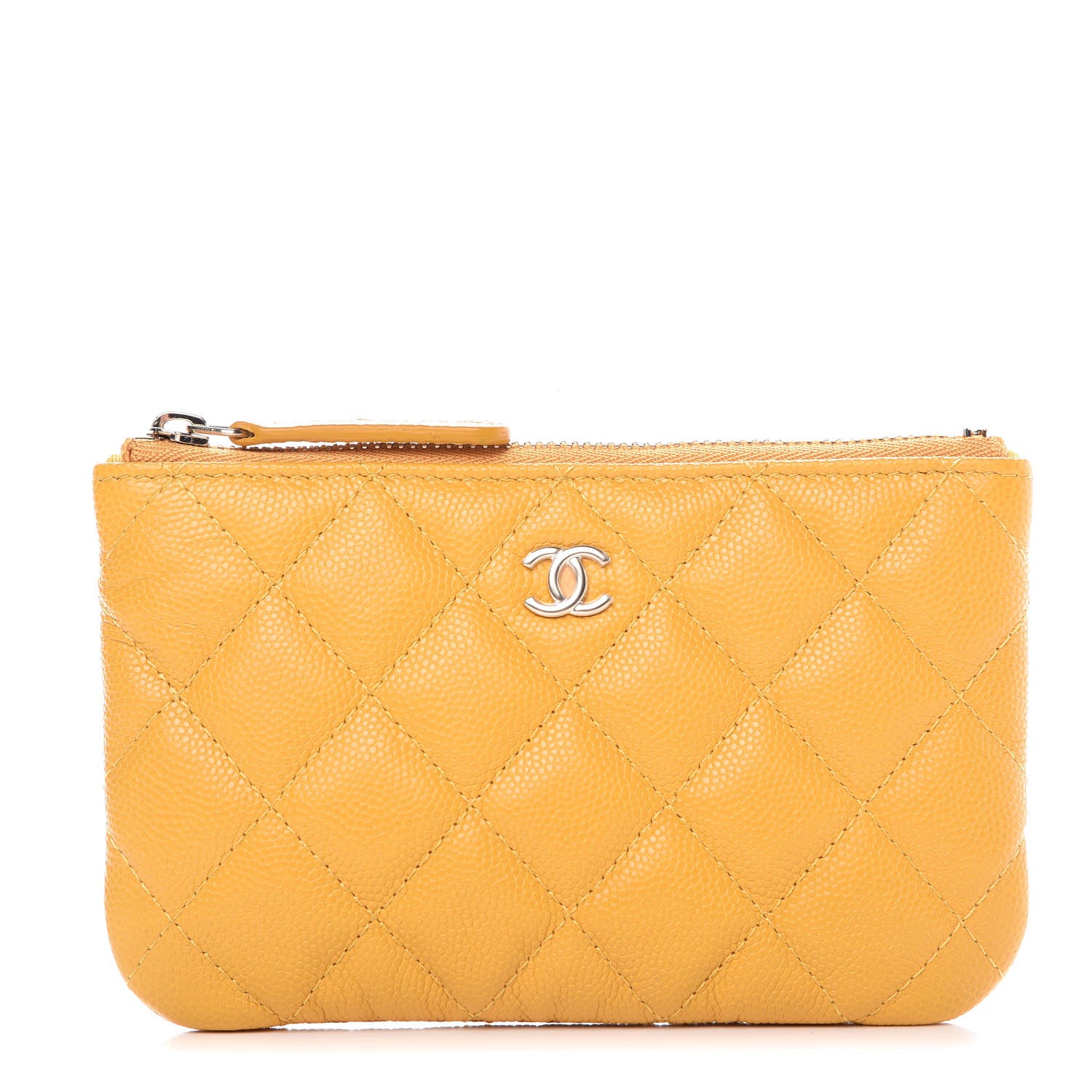 Chanel Caviar Quilted Small Cosmetic Case Yellow 1 of 8