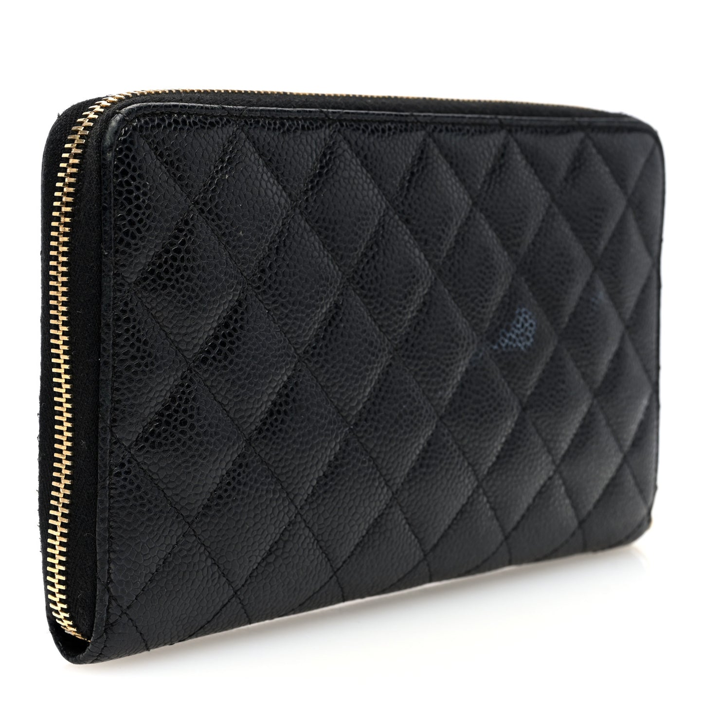 Caviar Quilted Large Zip Around Organizer Wallet Black