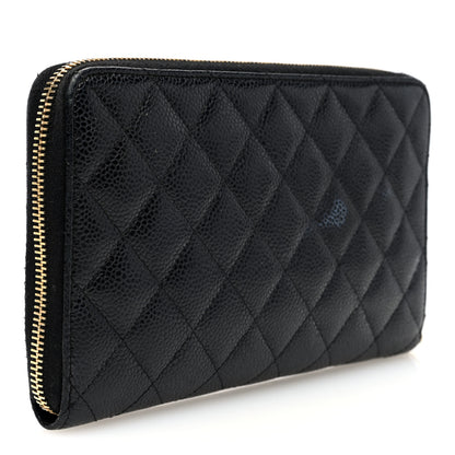 Chanel Caviar Quilted Large Zip Around Organizer Wallet Black 3 of 9