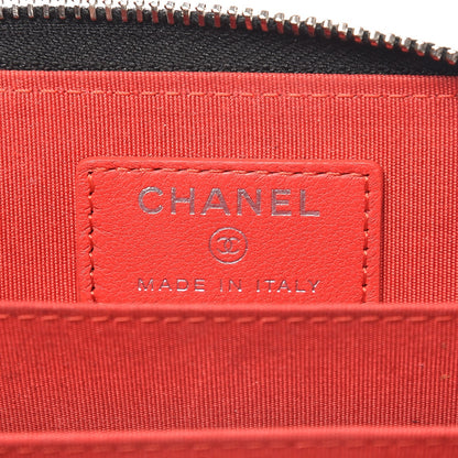 Chanel Lambskin Quilted Data Center Zip Around Coin Purse Wallet Black 6 of 7