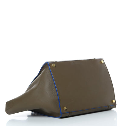 Celine Smooth Calfskin Medium Phantom Luggage Khaki Cobalt Trim 4 of 14