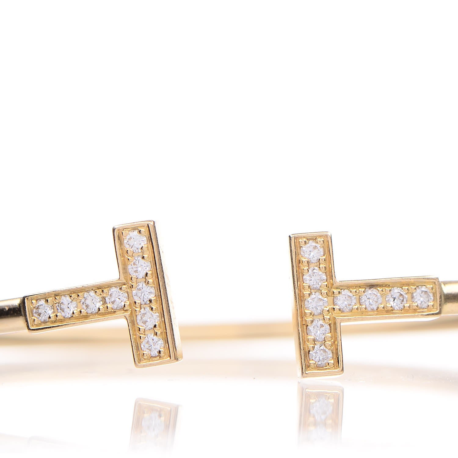 Tiffany 18K Yellow Gold Diamond T Wire Bracelet 5 of 5