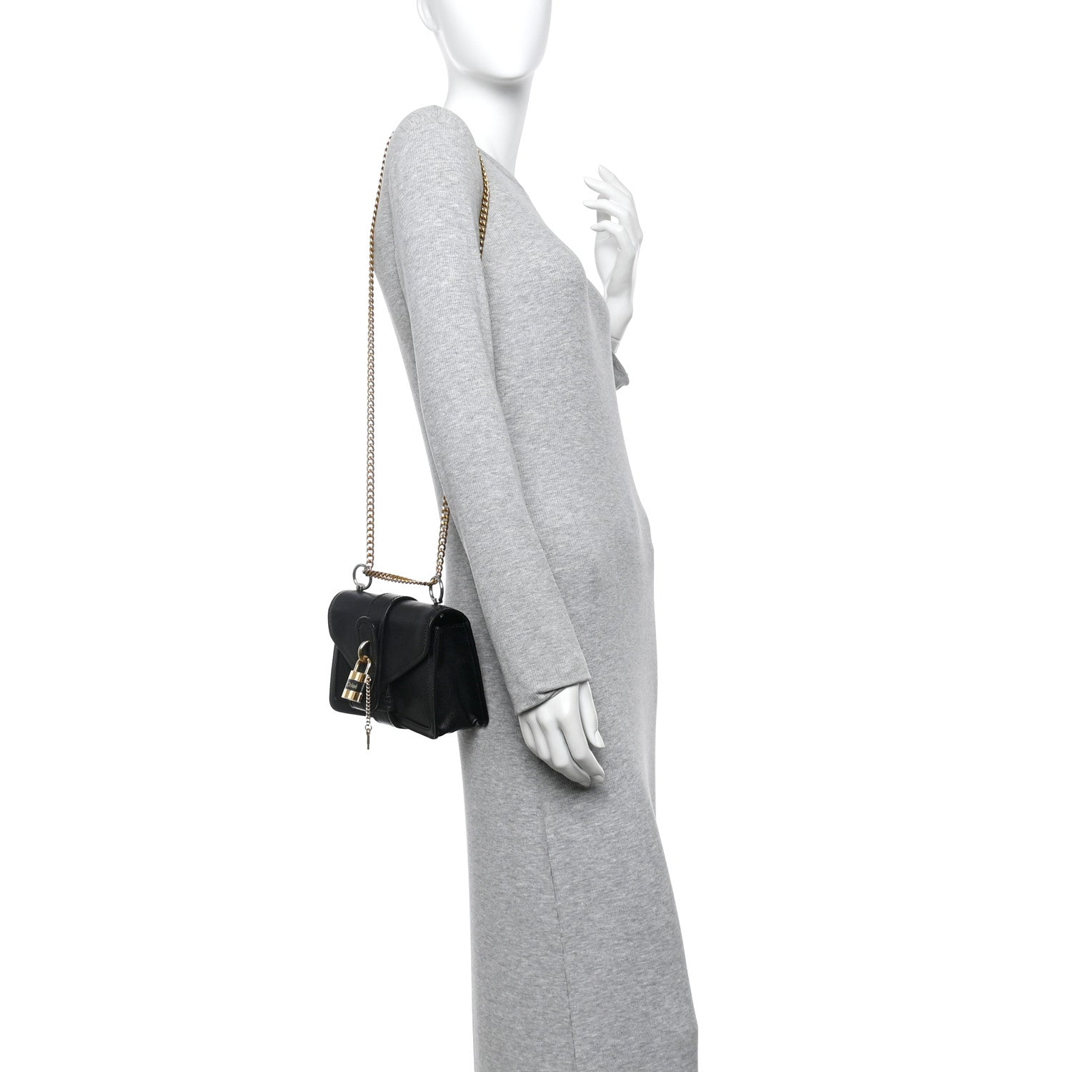 Chloe Goatskin Calfskin Mini Aby Chain Shoulder Bag Black 2 of 9