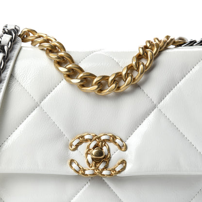 Chanel Shiny Crumpled Calfskin Quilted Medium Chanel 19 Flap White 11 of 12