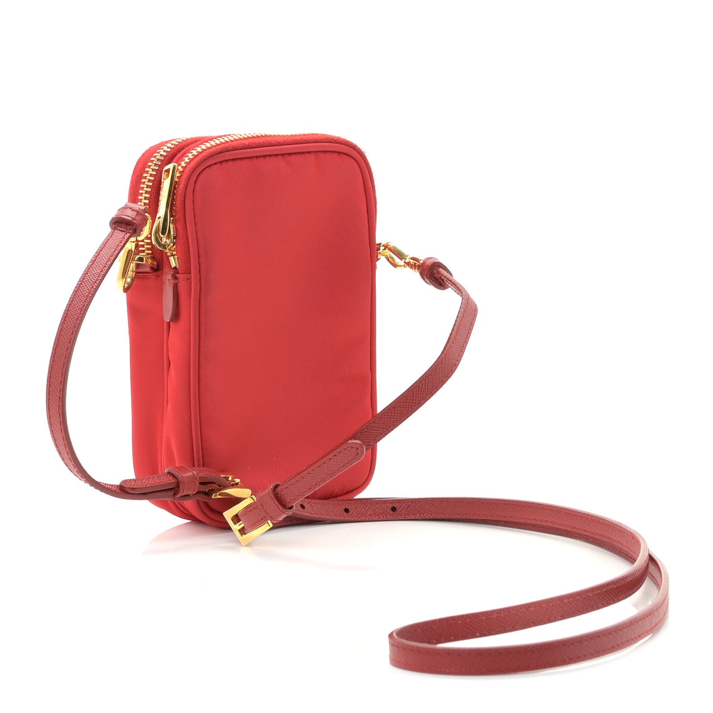 Tessuto Nylon Double Zip Phone Case Crossbody Bag Red
