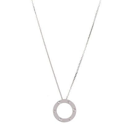 Cartier 18K White Gold 3 Diamonds LOVE Pendant Necklace 1 of 7