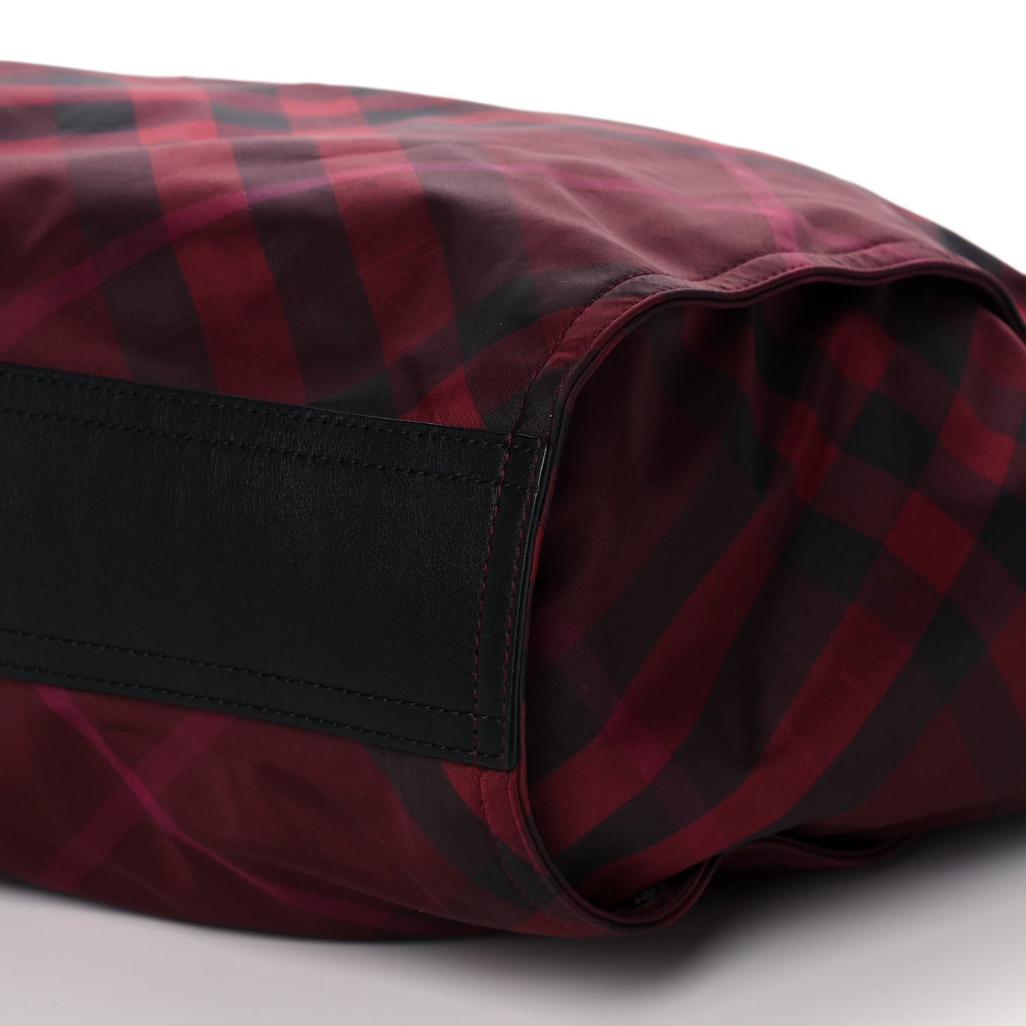 Nylon Check Small Buckleigh Packable Tote Bright Burgundy