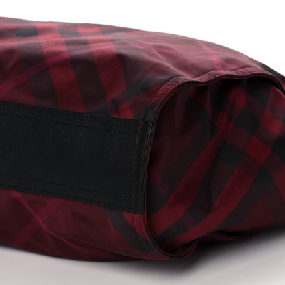 Burberry Nylon Check Small Buckleigh Packable Tote Bright Burgundy 6 of 10