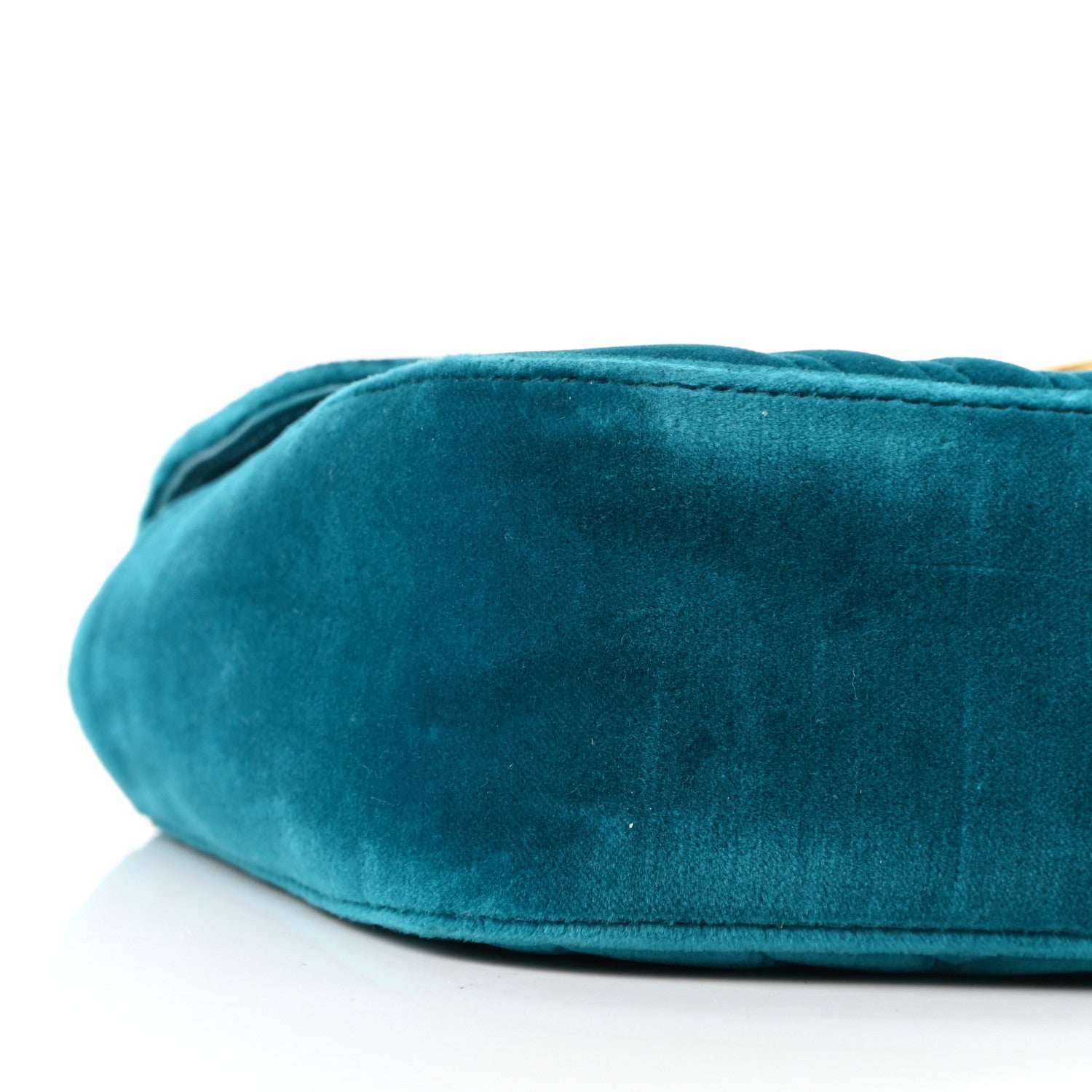 Gucci Velvet Matelasse Small GG Marmont Shoulder Bag Pavone Cyan 9 of 10