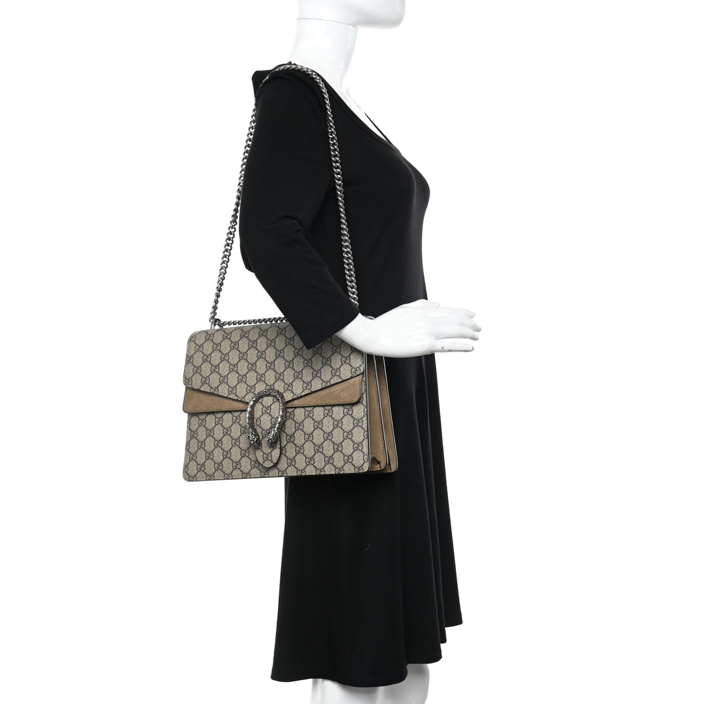 GG Supreme Monogram Medium Dionysus Shoulder Bag Taupe