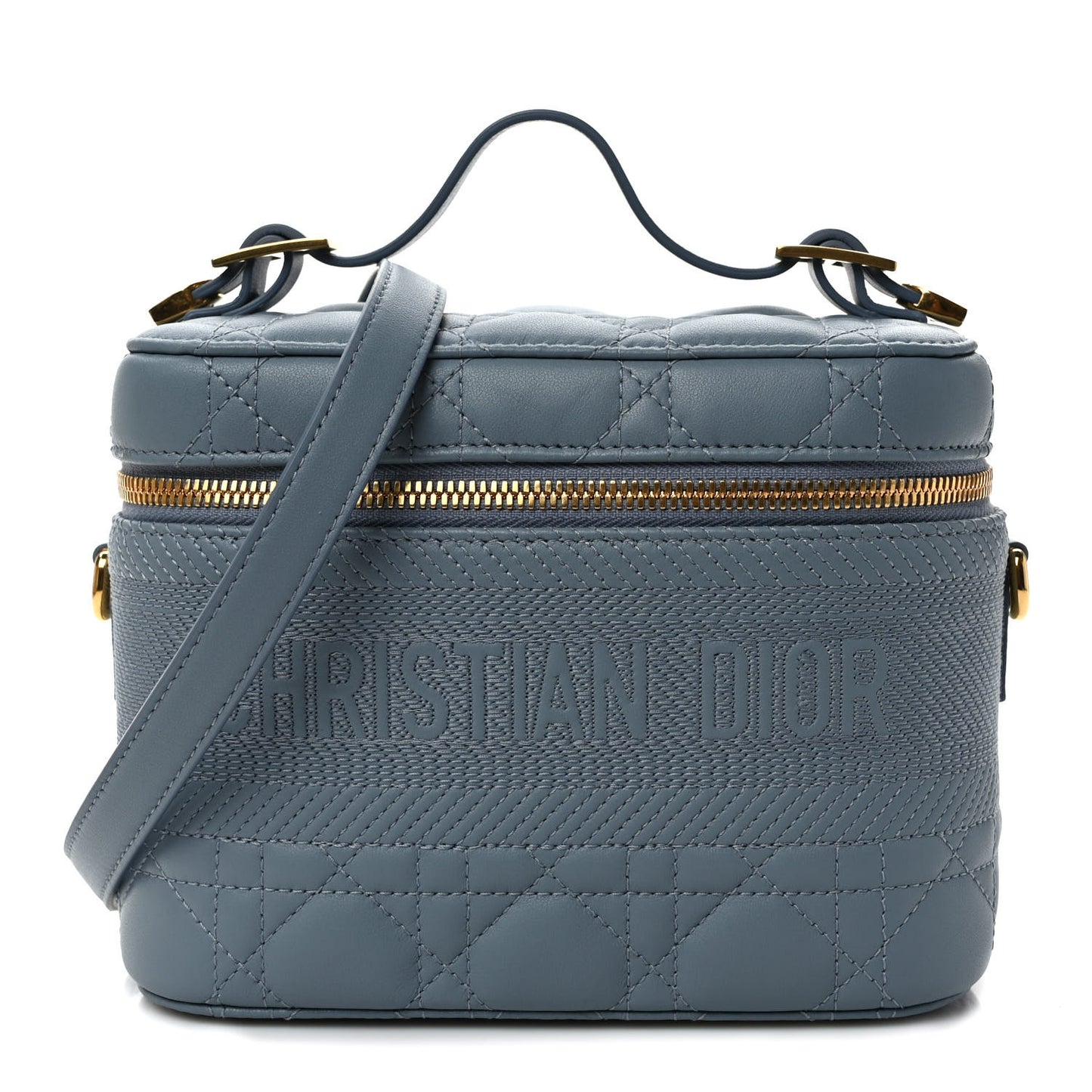 Lambskin Cannage Small Diortravel Vanity Case Cloud Blue