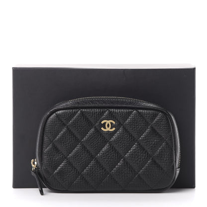 Chanel Grained Calfskin Quilted Small Curvy Pouch Cosmetic Case Black 7 of 7