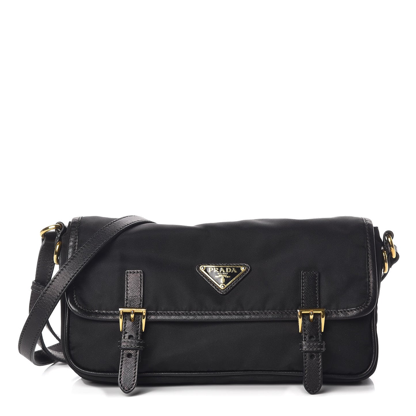 Nylon Tessuto Saffiano Crossbody Black