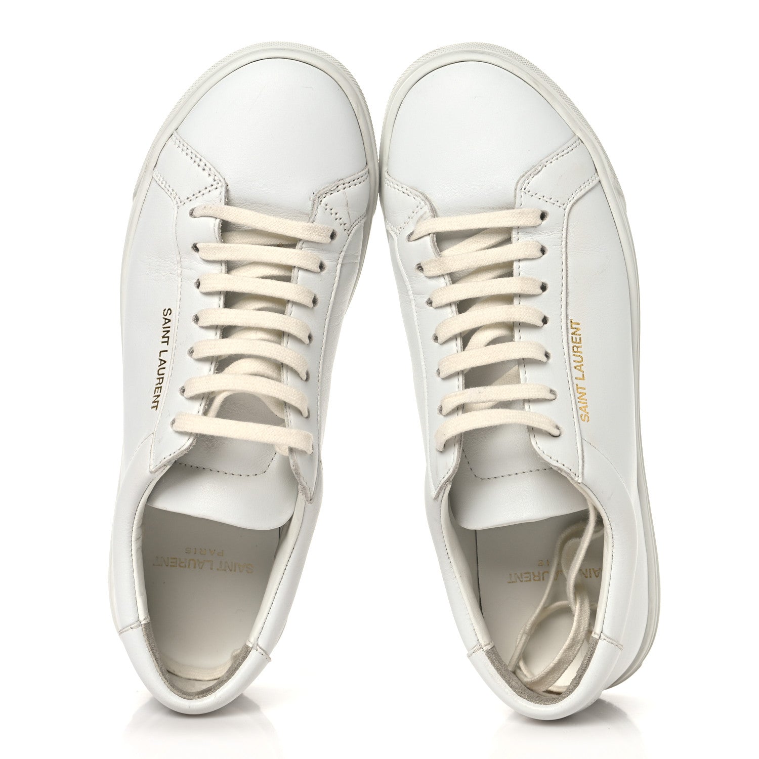 Saint Laurent Calfskin Andy Low Top Sneakers 37.5 Blanc Optique 2 of 9