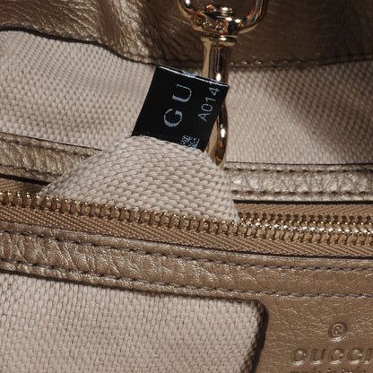 Gucci Metallic Pebbled Calfskin Medium Soho Chain Shoulder Bag Golden Beige 7 of 8