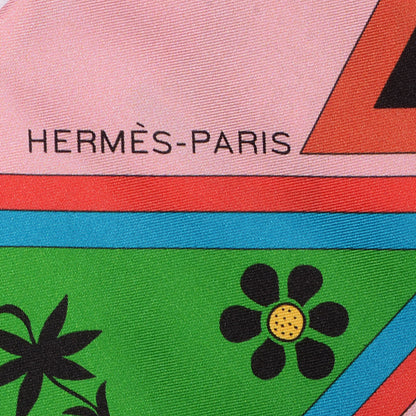 Hermes Silk Kachinas Maxi Twilly Rose Vert Bleu 2 of 4