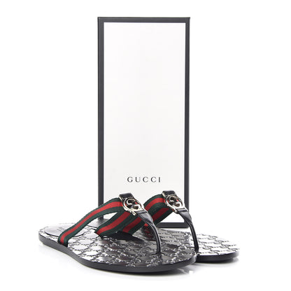 Gucci Nylon Guccissima Web Womens Thong Sandals 39.5 Green Red Black 8 of 8