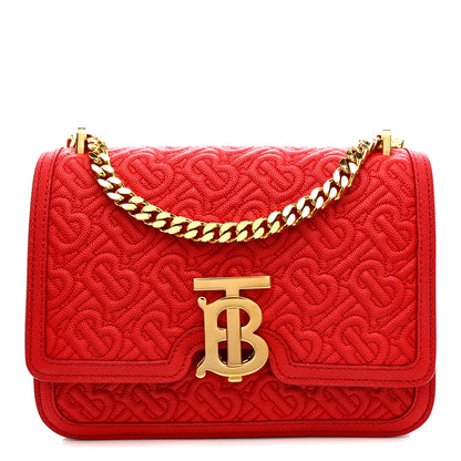Burberry Grainy Calfskin Monogram Embossed Small TB Chain Bag Bright Red 1 of 10