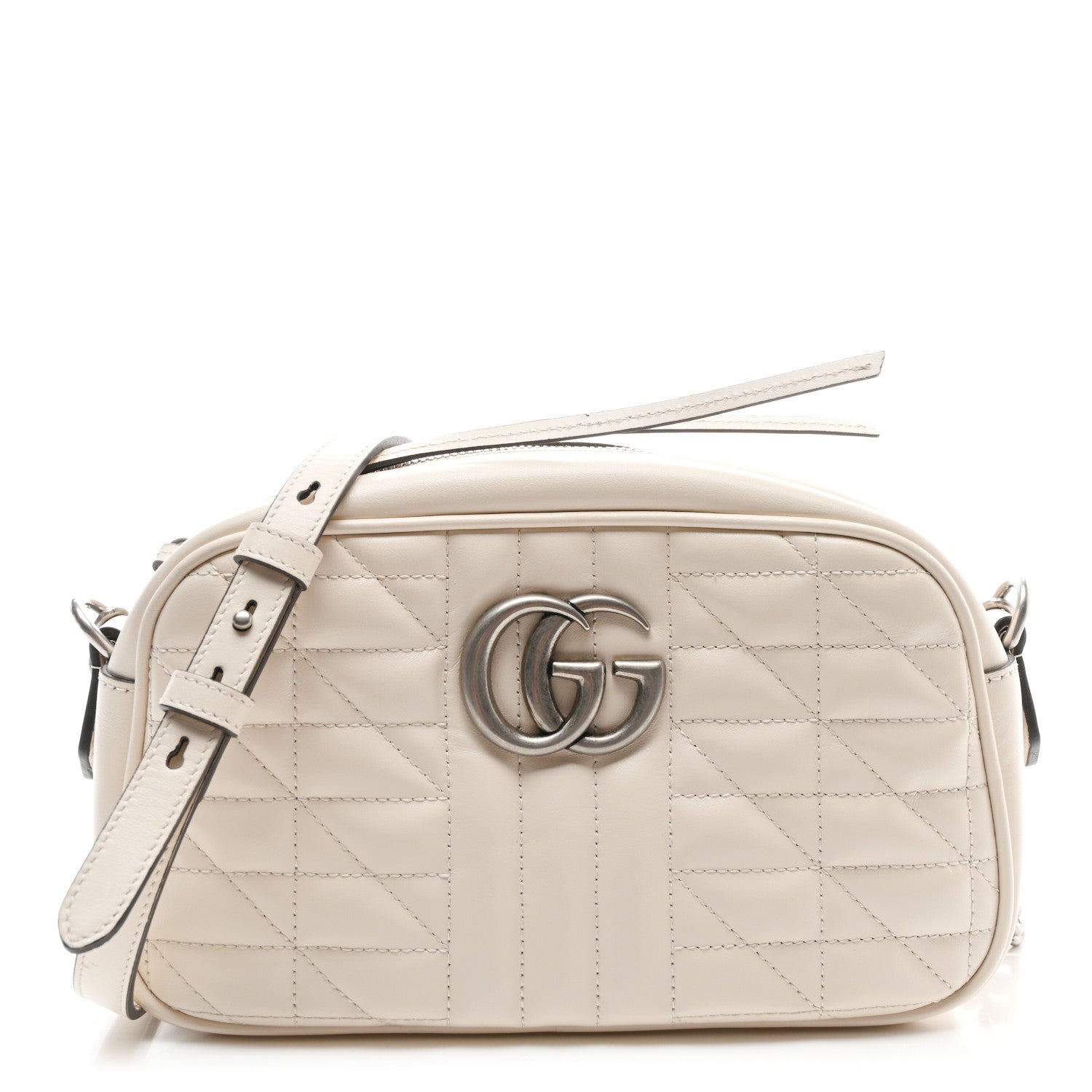 Gucci Calfskin Matelasse Aria Small GG Marmont Chain Shoulder Bag Mystic White 1 of 10