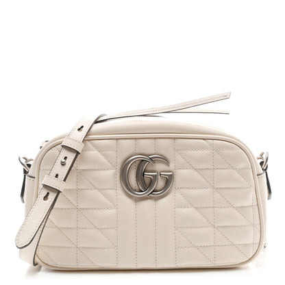 Gucci Calfskin Matelasse Aria Small GG Marmont Chain Shoulder Bag Mystic White 1 of 10