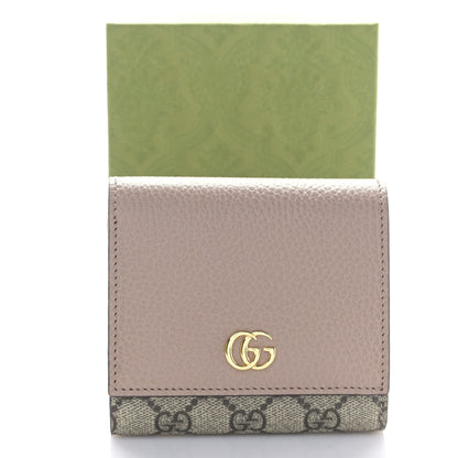 Gucci Dollar Calfskin GG Supreme Monogram Medium GG Marmont Card Case Porcelain Rose Beige Ebony 10 of 10