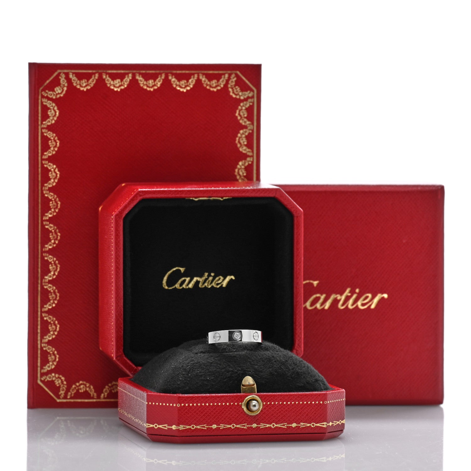 Cartier 18K White Gold Diamond 4mm LOVE Wedding Band Ring 49 4.75 5 of 5