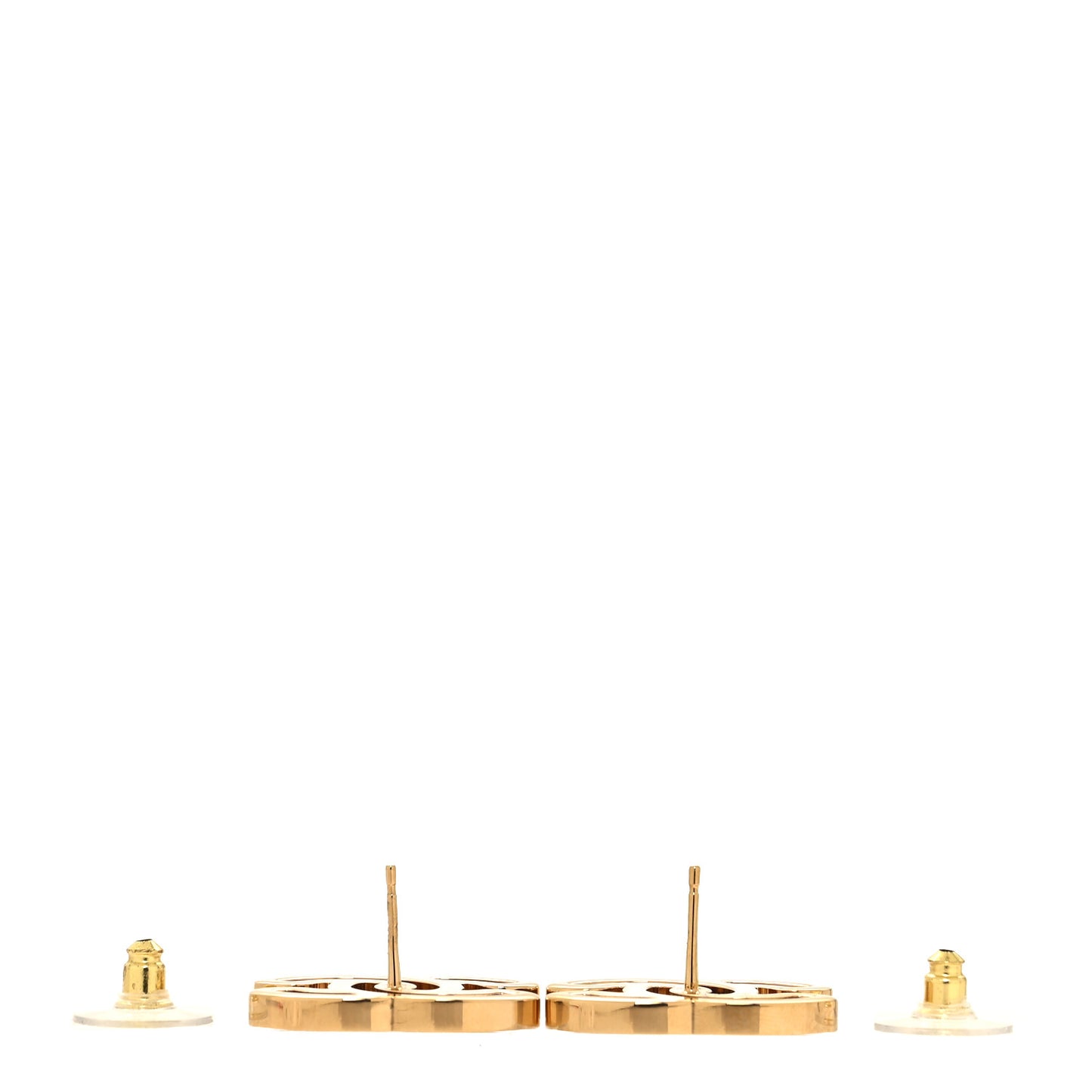 Metal Enamel CC Earrings Black Gold