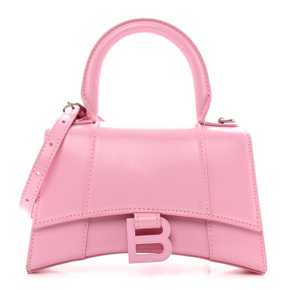 Balenciaga Shiny Box Calfskin Tonal B Hourglass Top Handle Bag XS Candy Pink 1 of 10