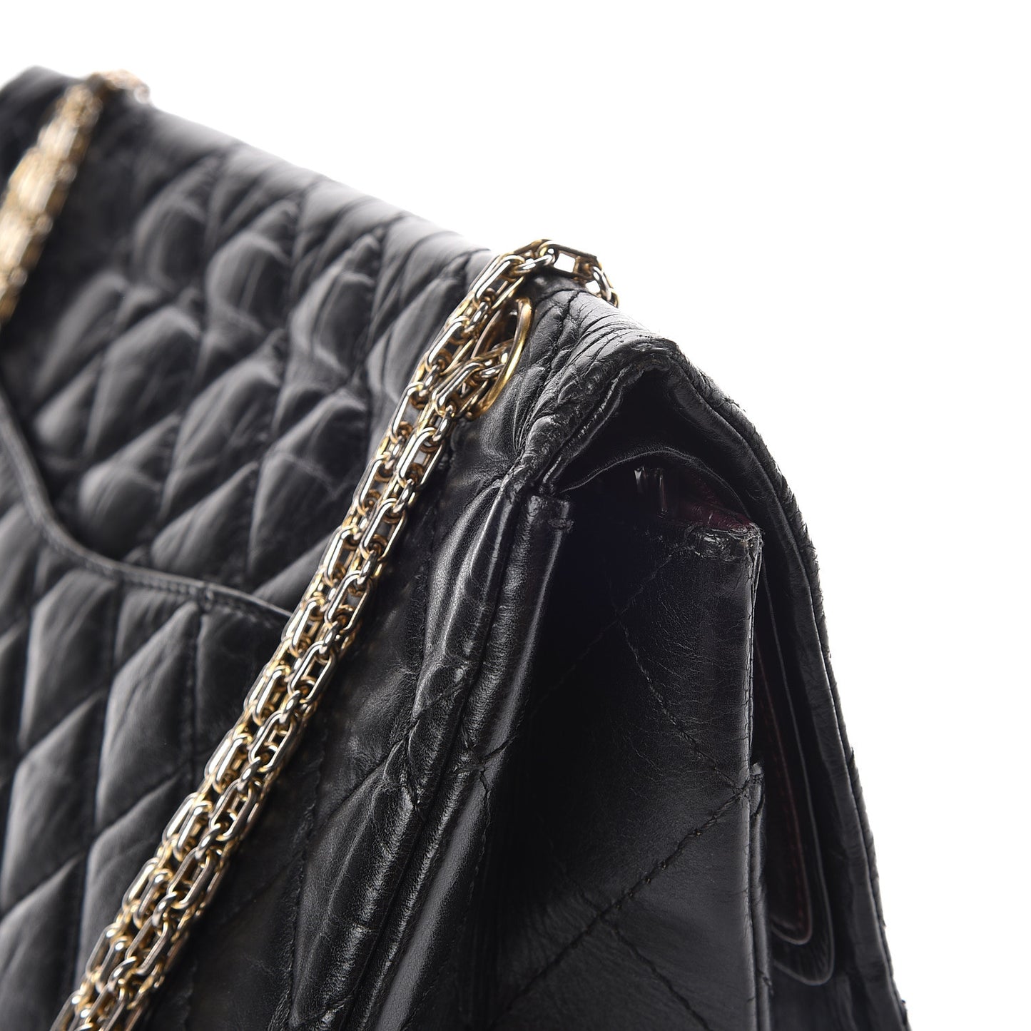 Aged Calfskin Quilted 2.55 Reissue 227 Flap Black