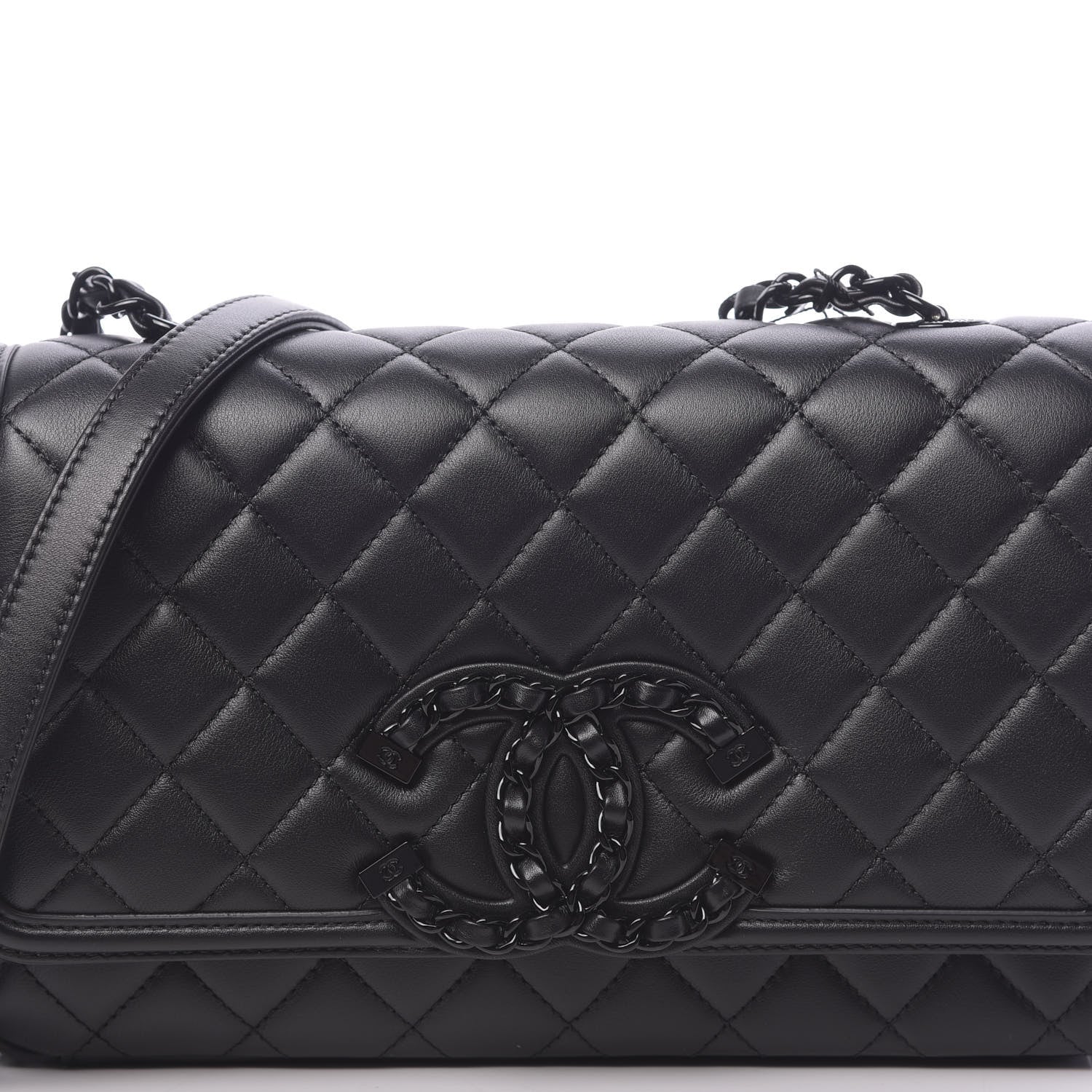 Chanel Calfskin Quilted Medium CC Filigree Flap Black 10 of 11
