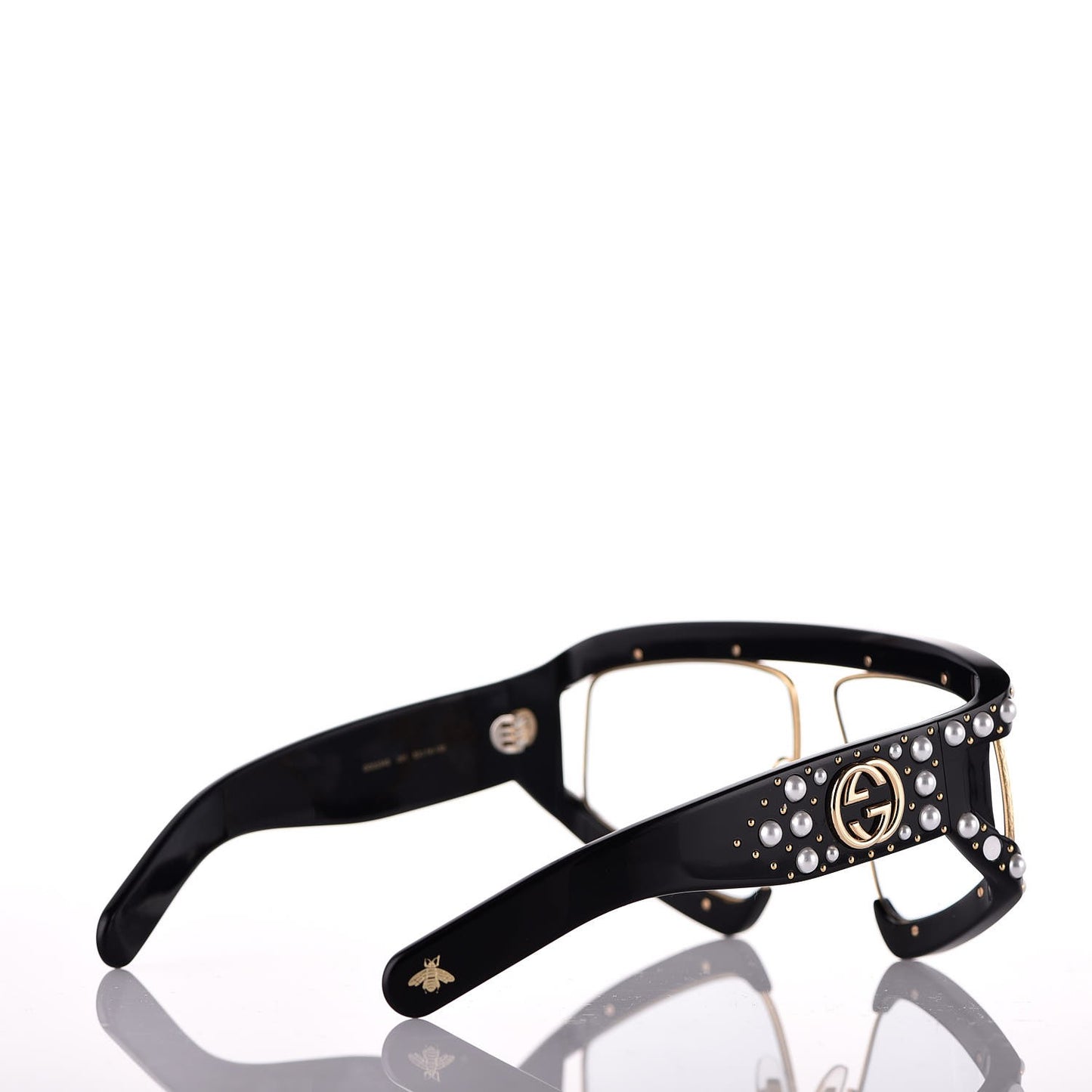 Acetate Pearl Rectangular Frame Sunglasses GG0234S Black