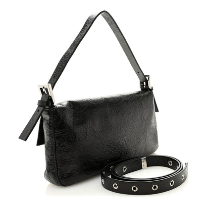 Fendi Crackled Calfskin Baguette 26424 Black 3 of 10