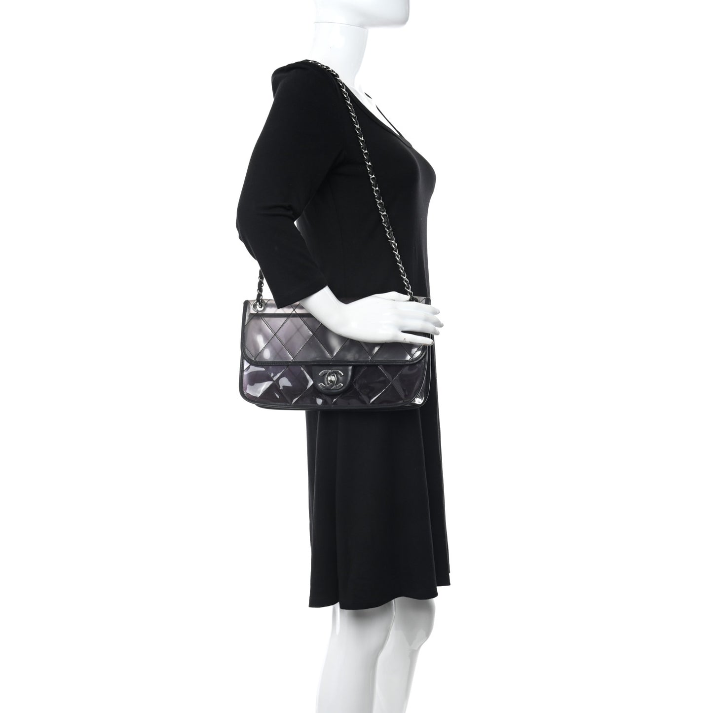 Vinyl Quilted Degrade Jumbo Single Flap Black