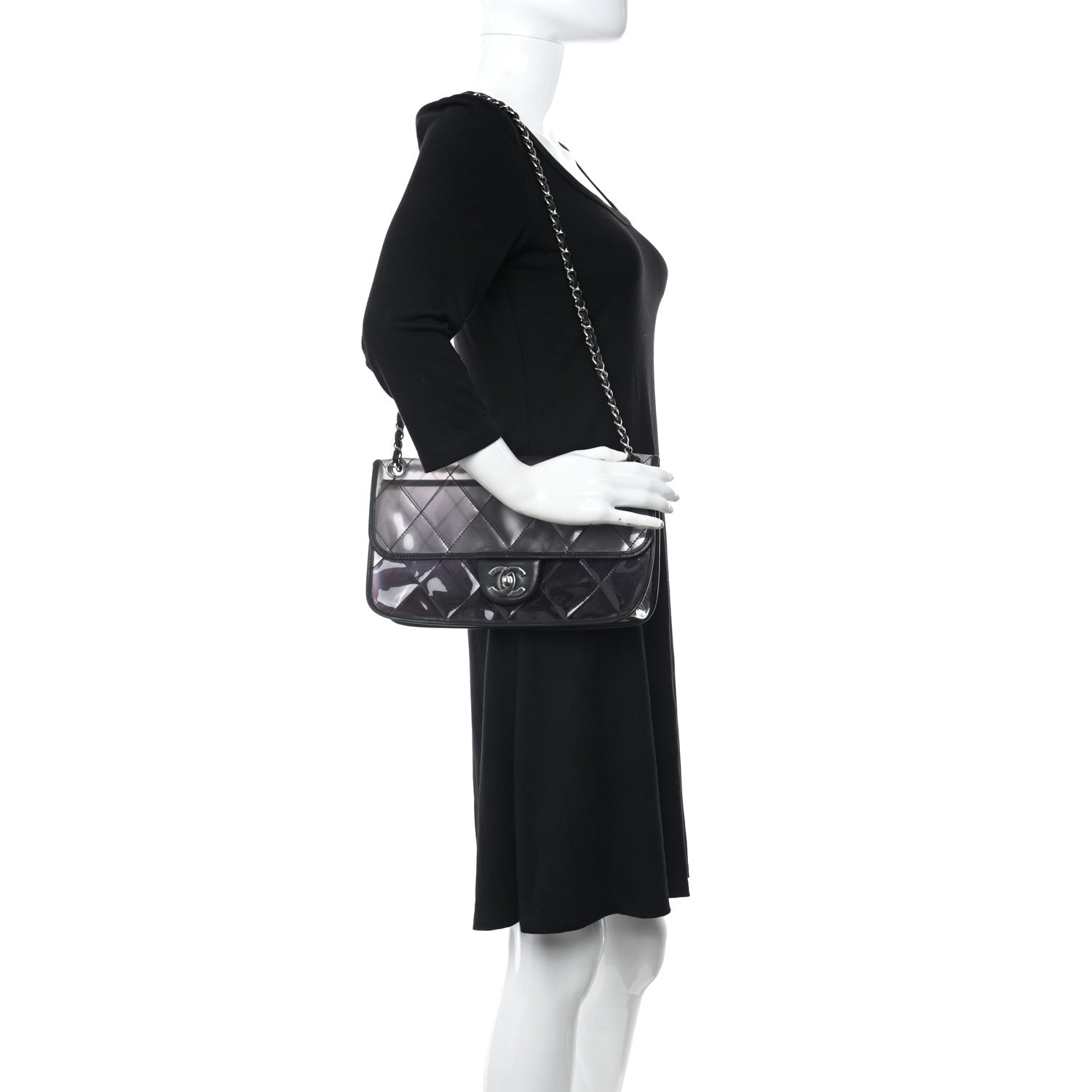 Chanel Vinyl Quilted Degrade Jumbo Single Flap Black 2 of 14