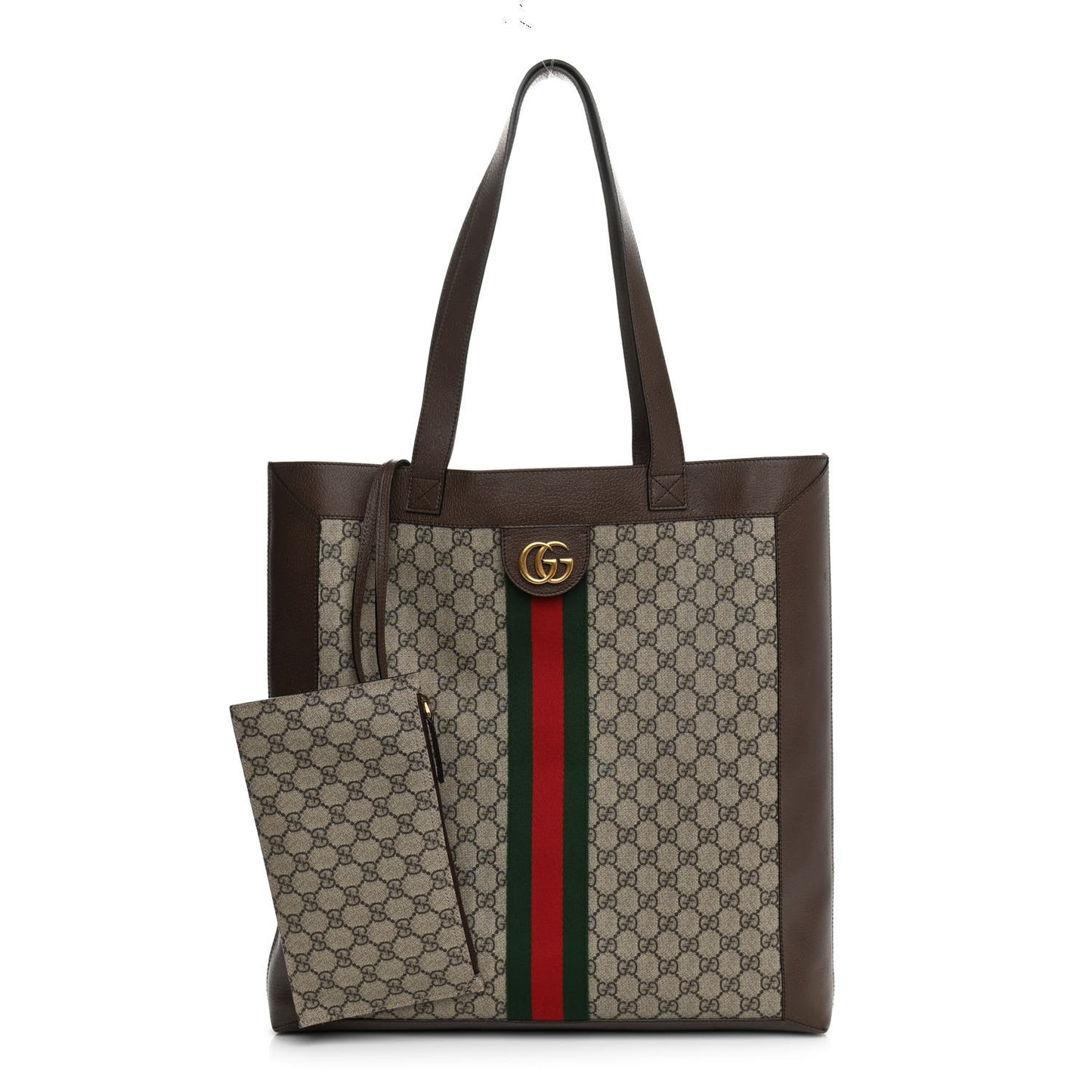 GG Supreme Monogram Web Large Ophidia Vertical Shopping Tote Brown