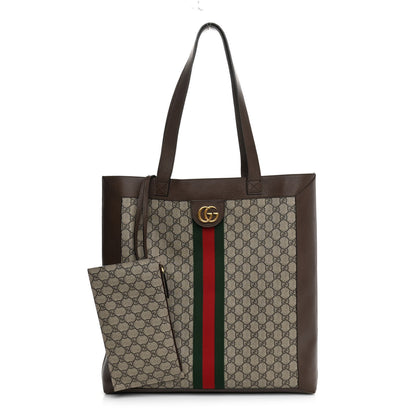 Gucci GG Supreme Monogram Web Large Ophidia Vertical Shopping Tote Brown 1 of 13