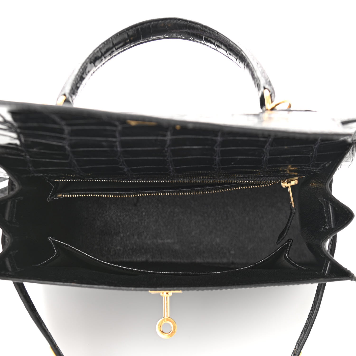 Hermes Shiny Porosus Crocodile Kelly Sellier 25 Black 5 of 18