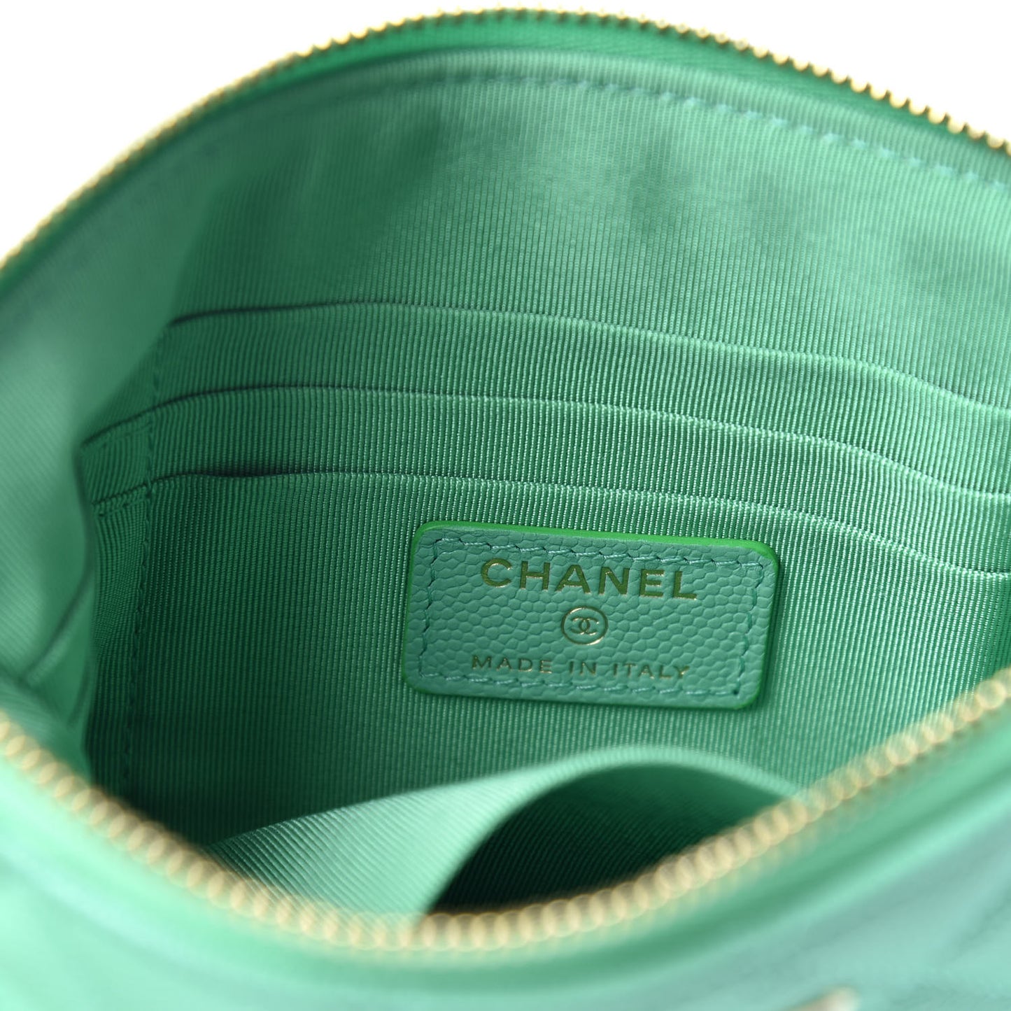 Caviar Quilted Cosmetic Case Green