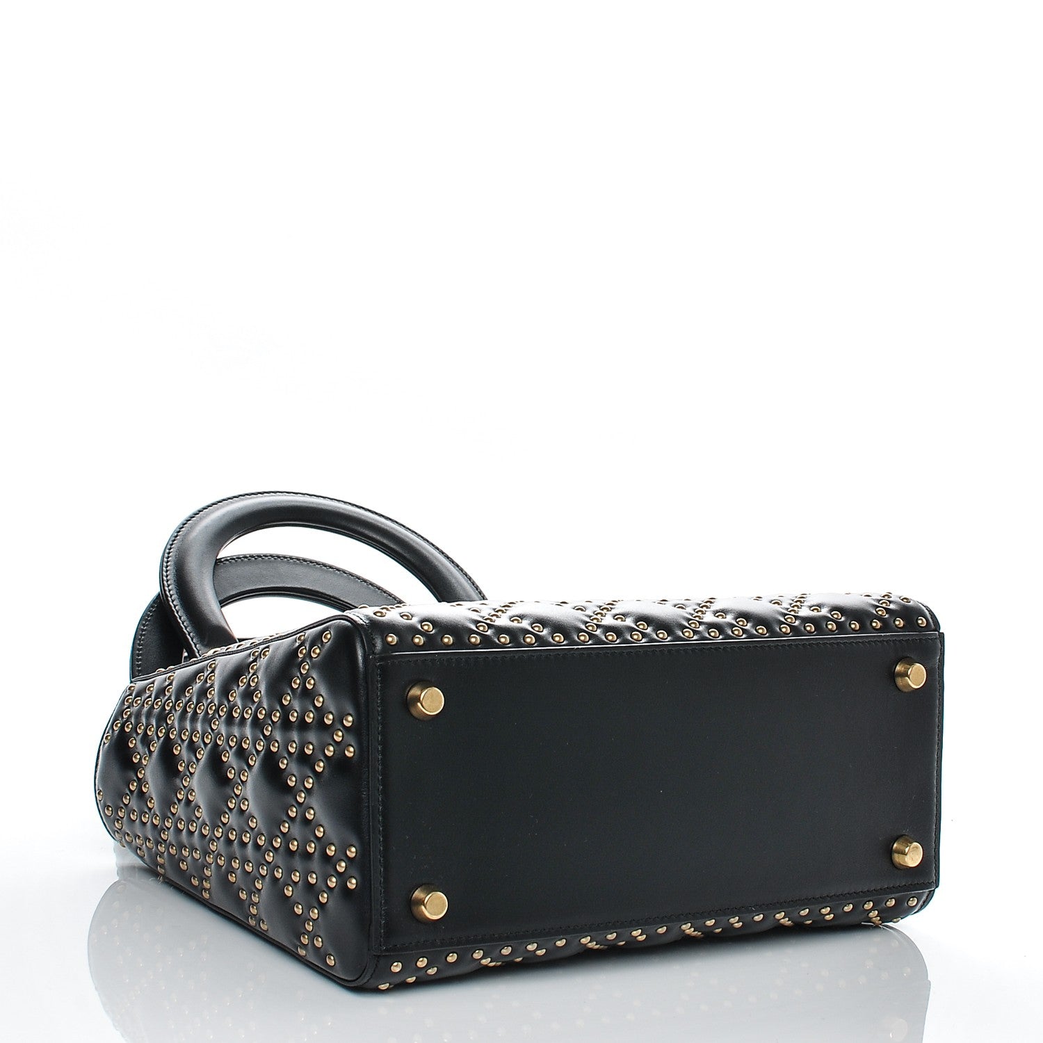 Christian Dior Calfskin Cannage Studded Medium Supple Lady Dior Black 4 of 6