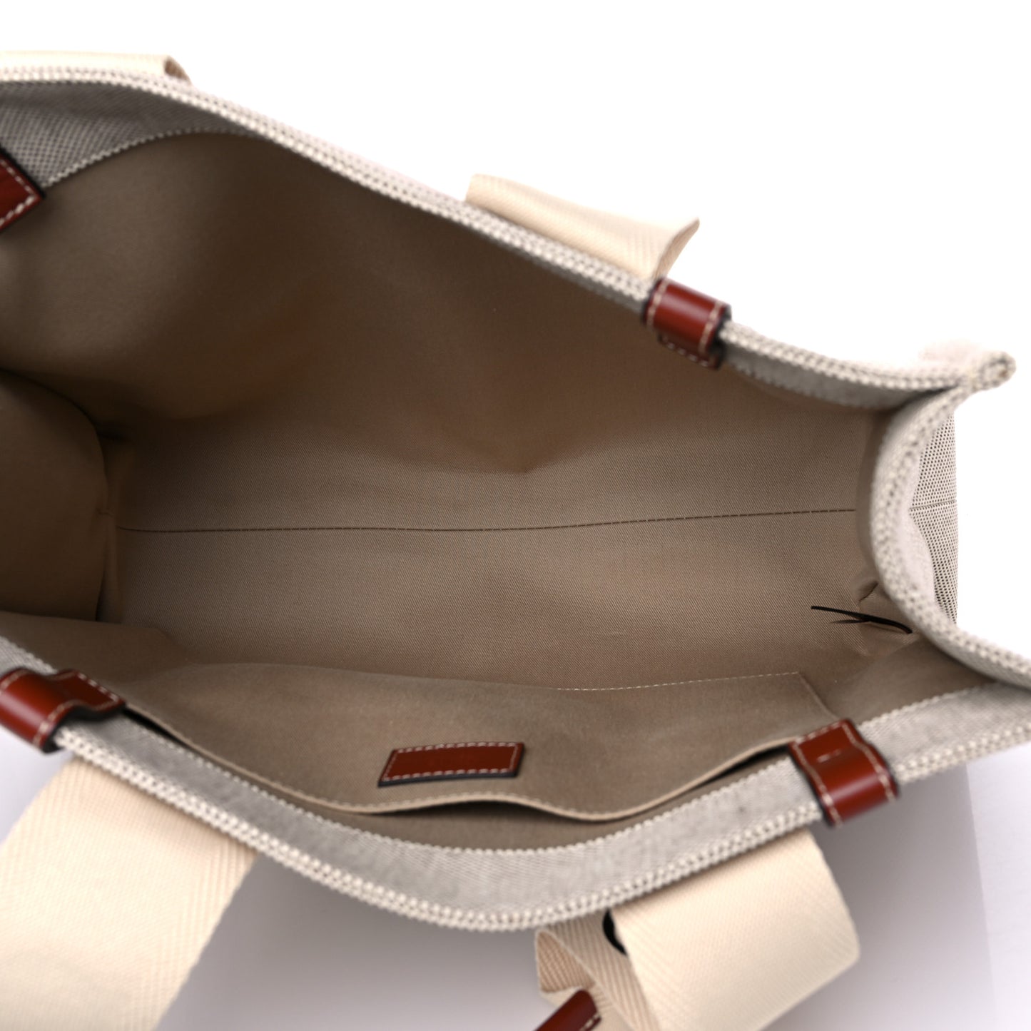 Cotton Calfskin Medium Woody Ribbon Tote White Brown