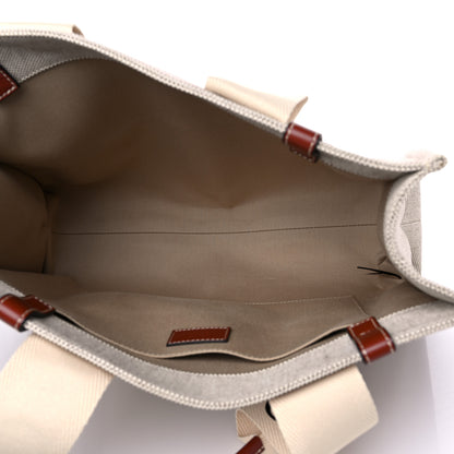 Chloe Cotton Calfskin Medium Woody Ribbon Tote White Brown 5 of 12
