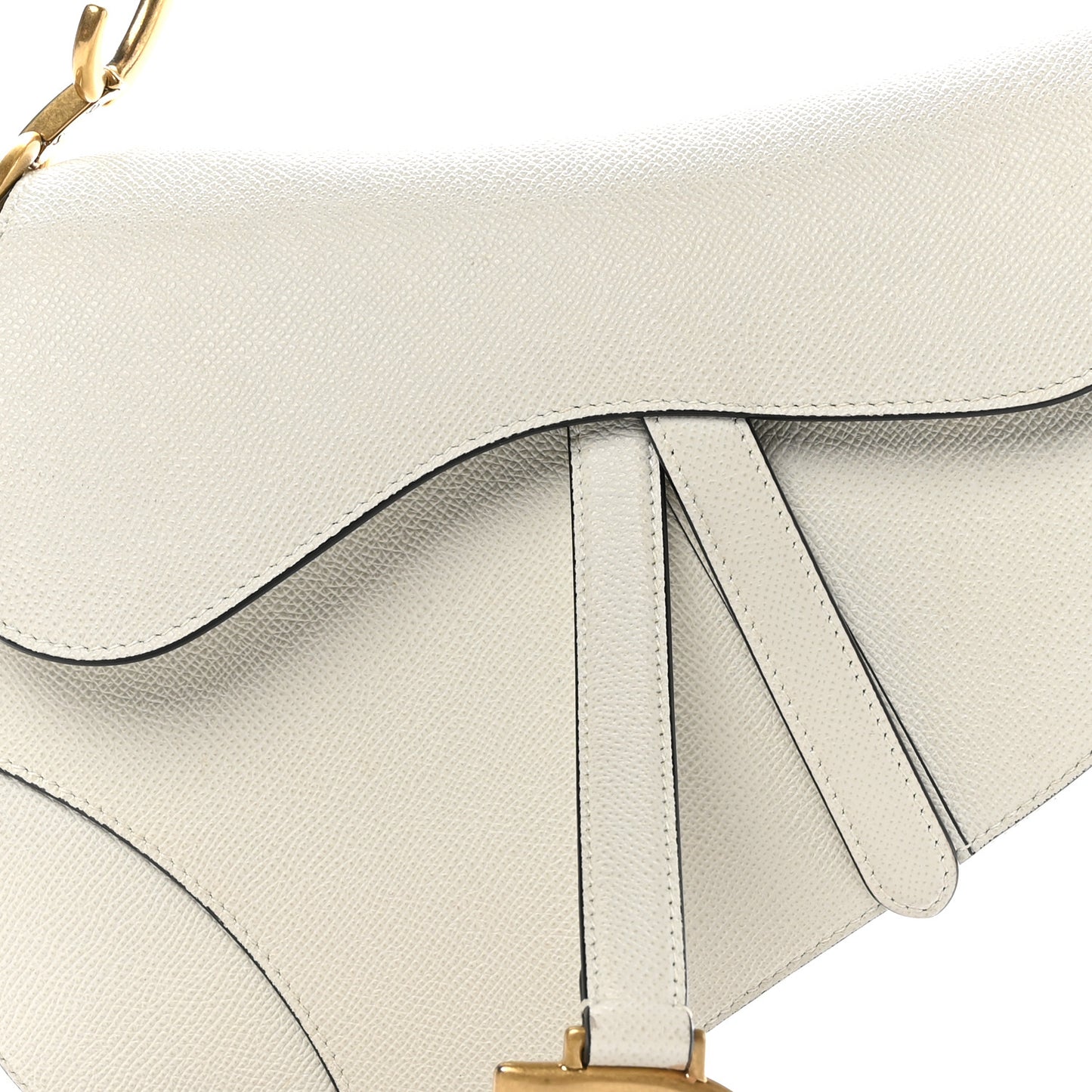 Grained Calfskin Saddle Bag White