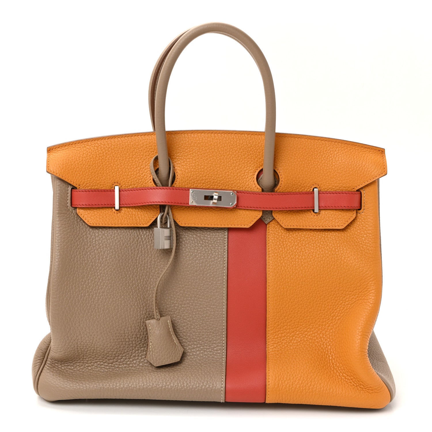 Hermes Taurillon Clemence Swift Tri-Color Birkin 35 Sanguine Gris Tourterelle Moutarde 1 of 11